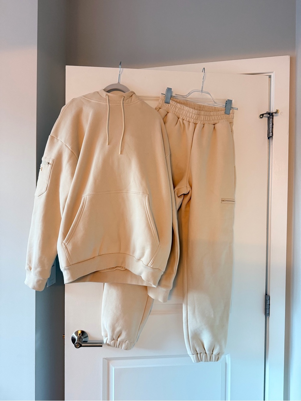 Comfrt Airplane Mode Travel Hoodie with Matching Sweatpant Set (Color Bone)